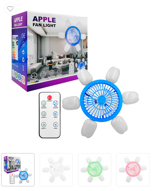 Ventilador para techo con 6 paneles de luz led, variedad de colores / apple fan light / uf-131